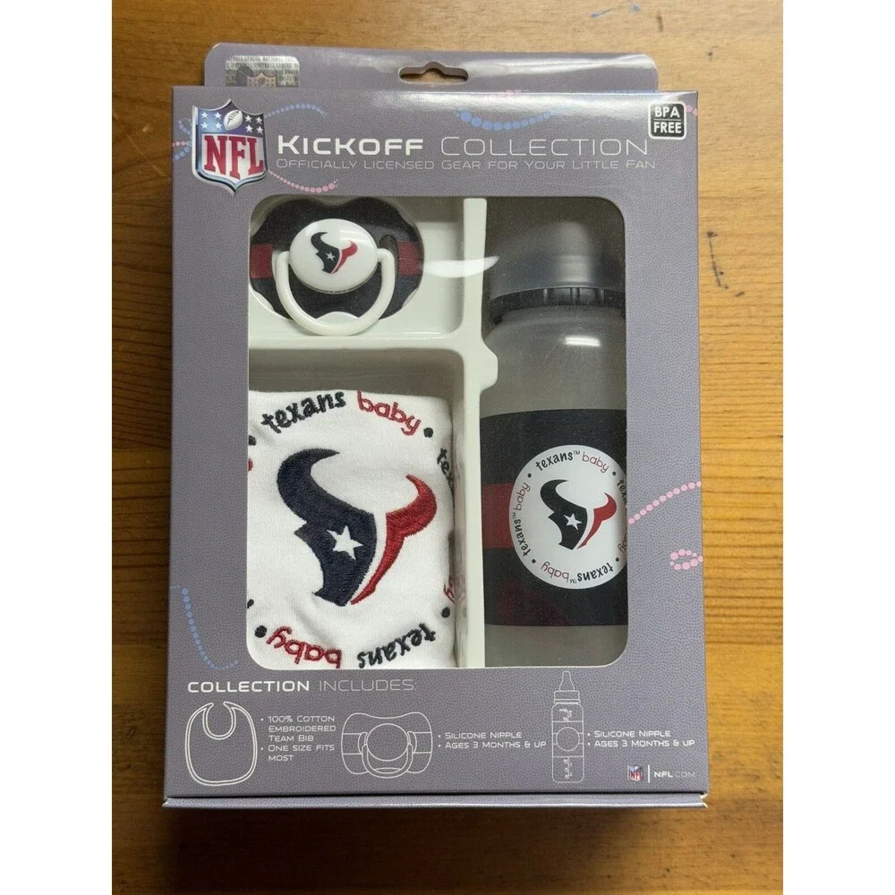 NFL Kickoff Collection Texans Bib, Pacifier & Bottle Offically Licensed